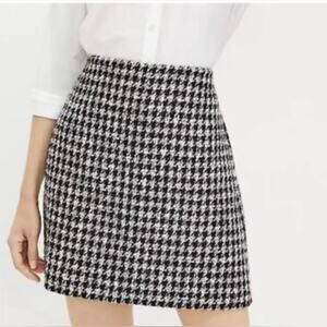 LOFT Black and White Houndstooth Mini Skirt